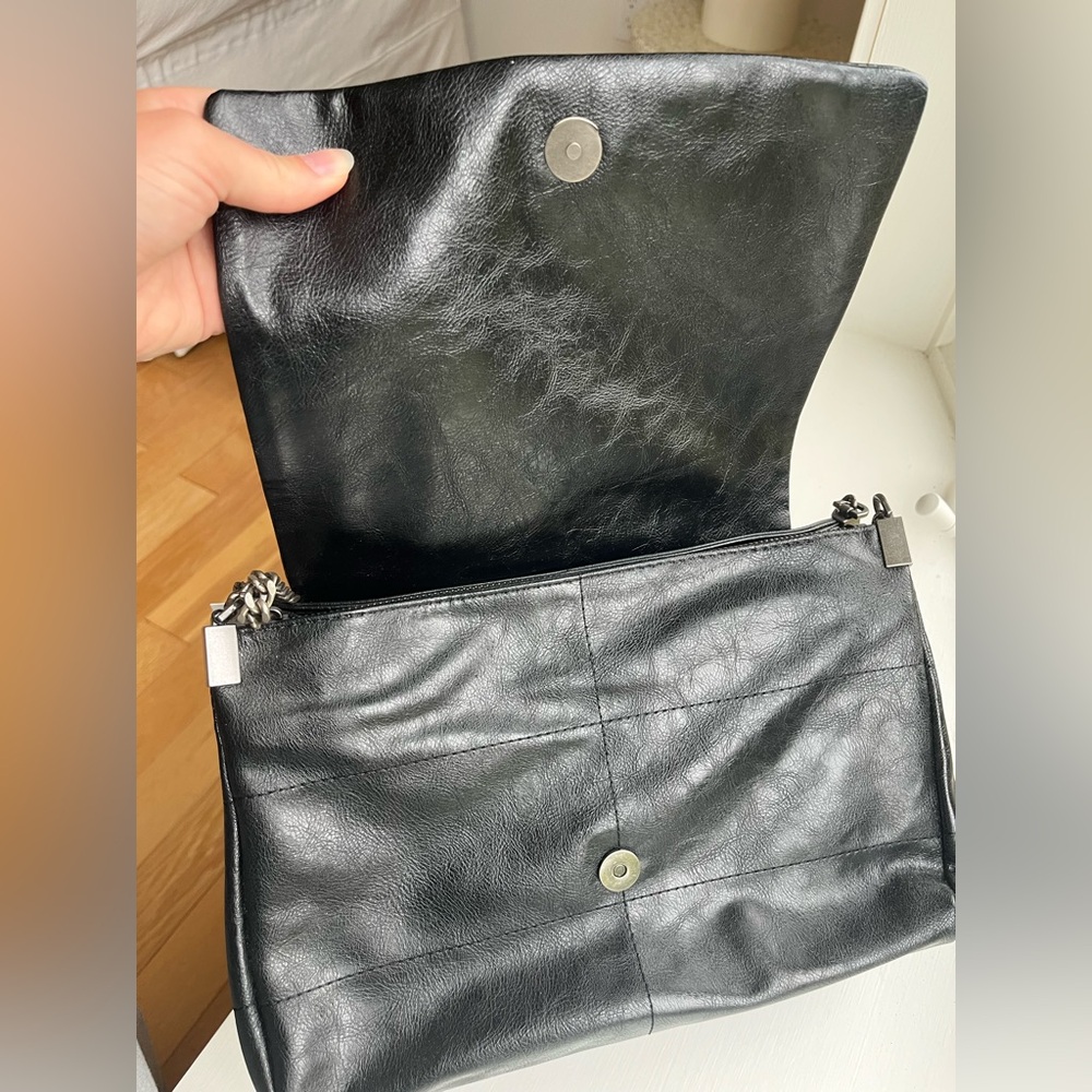 Zara Black Faux Leather Shoulder Bag NWT - Picture 7 of 10